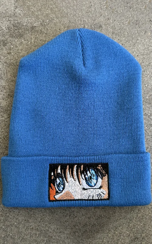 men's modern sweatshirts-Eyes Beanie - BLUE