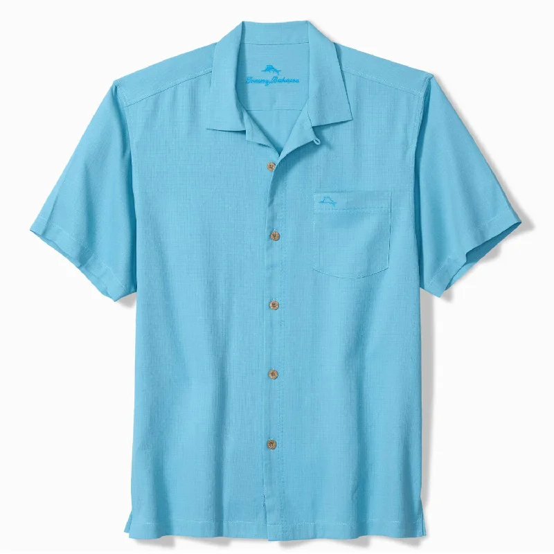 men's versatile shirts-Tommy Bahama Men's IslandZone Coastal Breeze Check Camp Shirt - Air Blue