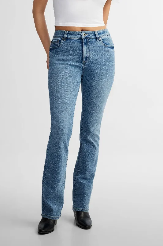 men's pajama trousers-Jeans coupe ajustée jambe évasée - Femme