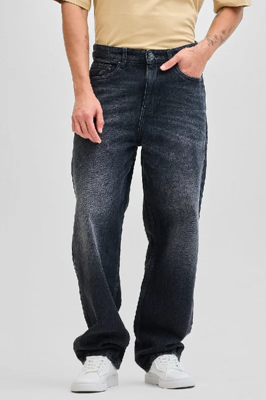 men's ankle pants-Grey Loose Fit Jeans