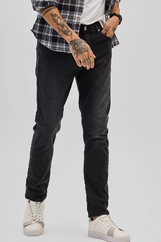 men's checked pants-Charcoal Grey Slim Fit Jeans