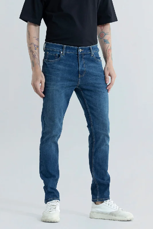 men's budget pants-Trex Space Blue Slim Fit Jeans