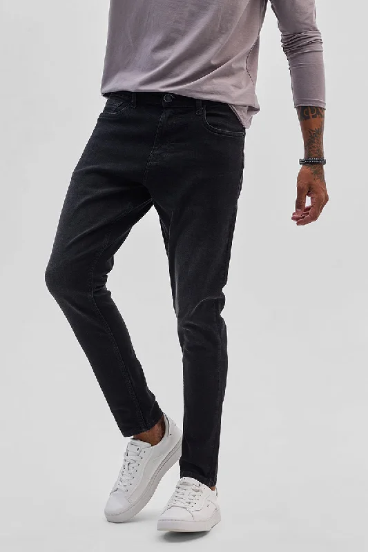 men's travel pants-Charcoal Grey Skinny Fit Jeans