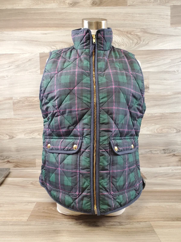 men's plaid vests-Vest Puffer & Quilted By Clothes Mentor In Green & Pink, Size: S